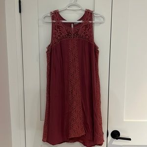 Pink dress with lace accents